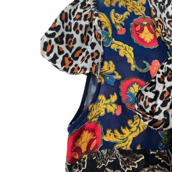 Alice + Olivia Eriko Patchwork Flounce-Hem Skirt & Jeannie Tie Neck Blouse Set - Picture 8 of 16